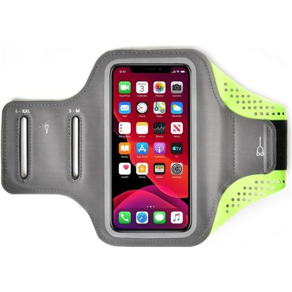 Mobigear Easy Fit Porta smartphone per la corsa Neoprene Cover sportiva Fascia sportiva da braccio - Small - Verde