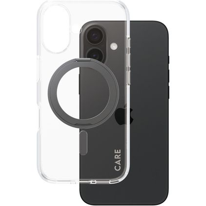 CARE by PanzerGlass Kickstand iPhone 16 MagSafe Hard Case Back cover with Stand - Clear / Black