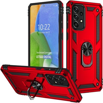 Mobigear Armor Ring Samsung Galaxy A73 Hardcase Back cover Antiurto con anello - Rosso