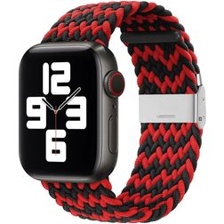Mobigear Braided Nylon Apple Watch Strap Clamp closure - 42/41/40/38 mm - Black / Red