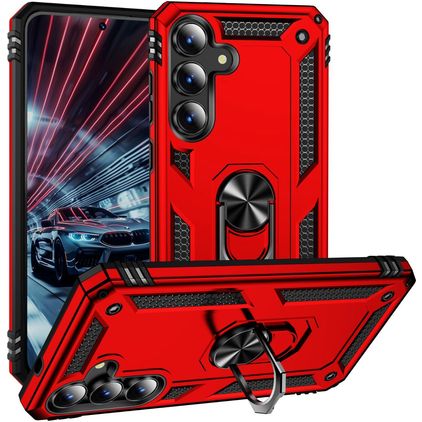 Mobigear Armor ring Samsung Galaxy S25 FE Hardcase Back cover Antiurto con anello - Rosso