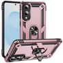Mobigear Armor Ring Samsung Galaxy S25 Edge Plástico rígido Capa traseira Antichoque com anel - Rosa dourado