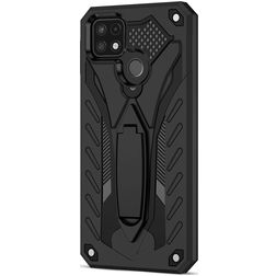 Mobigear Armor Stand Realme C21Y Tvrdý plast Zadní kryt odolný proti nárazům se stojánkem - Černá