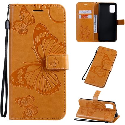Mobigear Butterfly Samsung Galaxy A71 Lompakkokotelo + Setelitasku - Konjakki