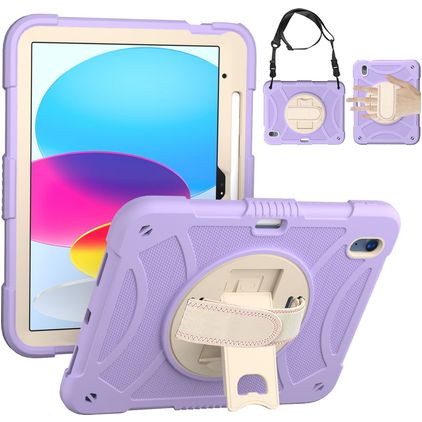 Mobigear SureGrip iPad 10 (2022) Plastica rigida / Silicone Back cover + Portapenna + Tracolla + Supporto - Viola