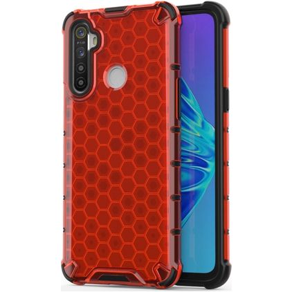 Mobigear Honeycomb Realme C3 Hårdt Bagsidecover Stødsikkert - Rød