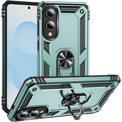 Mobigear Armor Ring Samsung Galaxy S25 Edge Kova Suojakuori Iskunkestävä + Sormuspidike - Vihreä