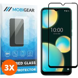 Mobigear Premium Wiko View 4 Lite Vetro Protezione schermo - Compatibile con le cover - Nero (confezione da 3)