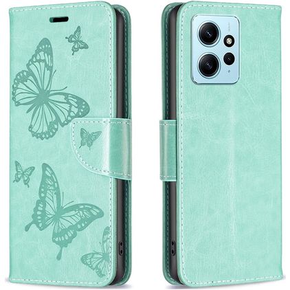 Mobigear Butterfly Xiaomi Redmi Note 12 Plånboksfodral med sedelfack - Grön