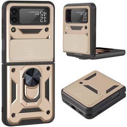 Mobigear Armor Ring Samsung Galaxy Z Flip 3 Hard Case Back cover Shockproof with Ring Holder - Gold