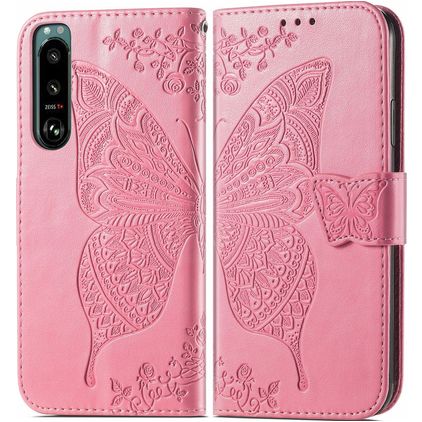 Mobigear Butterfly Sony Xperia 5 IV Wallet case - Pink