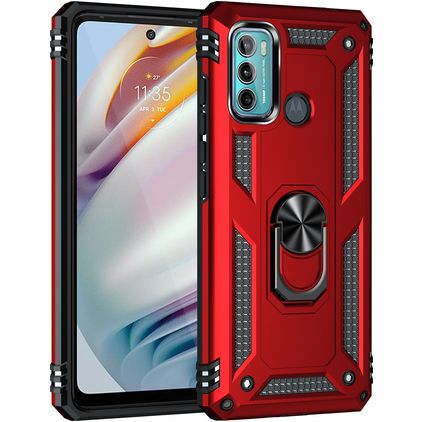 Mobigear Armor Ring Motorola Moto G60 Hardcase Back cover Antiurto con anello - Rosso
