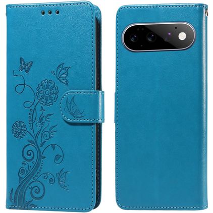 Mobigear Flowers Google Pixel 11 Pro Funda tipo libro Cartera - Azul
