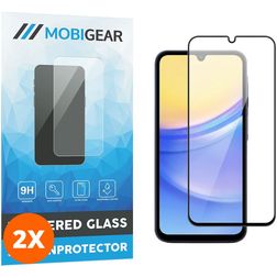 Mobigear Premium Samsung Galaxy A15 Vidro temperado Película de ecrã - Compatível com capas - Preto (Pack de 2)