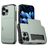 Mobigear Card iPhone 16 Pro Funda Plástico rígido Carcasa Antigolpes con tarjetero - Verde