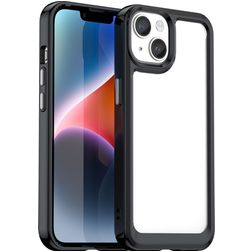 Mobigear Crystal iPhone 15 Plus Hårdt Bagsidecover - Gennemsigtig / Sort