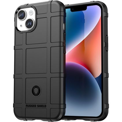 Mobigear Rugged Shield iPhone 15 Plus Fleksibel TPU Bagsidecover Stødsikkert - Sort
