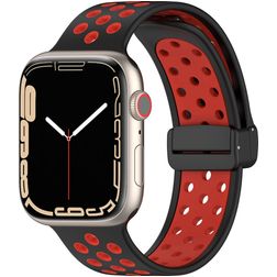 Mobigear Sport Plus Mag Silikoni Apple Watch Ranneke Magneettilukko - 42/41/40/38 mm - Musta / Viininpunainen