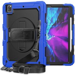 Mobigear SureGrip Xtreme iPad Pro 12,9 polegadas (2020) Capa Plástico rígido / Silicone Capa traseira + Suporte para caneta stylus + Alça de ombro + Suporte - Preto / Azul