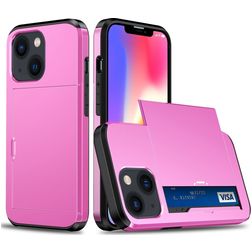 Mobigear Card iPhone 15 Plus Hard Case Back cover Shockproof with Card Holder - Pink