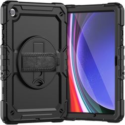 Mobigear SureGrip Xtreme Samsung Galaxy Tab A9 Plus (2023) Pouzdro Plast / Silikon Zadní kryt + Ramenní popruh + Stojánek - Černá