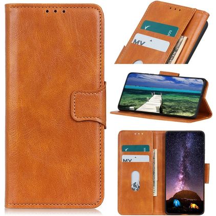 Mobigear Classy Samsung Galaxy S21 FE Pungetui med Seddelrum - Cognac