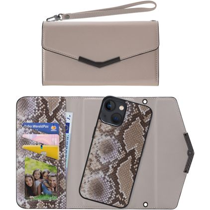 Mobilize Elegant Magnet iPhone 13 Mini Cover Pochette 2 in 1 con guscio estraibile - Beige Snake