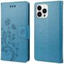 Mobigear Flowers iPhone 14 Pro Cover a libro portafoglio - Blu