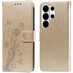 Mobigear Flowers Samsung Galaxy S26 Ultra Knížkové pouzdro Peněženka - Zlatá