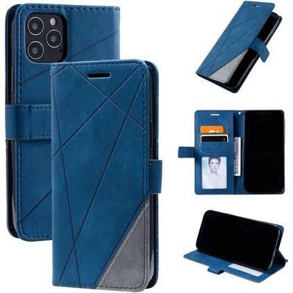 Mobigear Rhombus iPhone 12 Cover a libro portafoglio - Blu