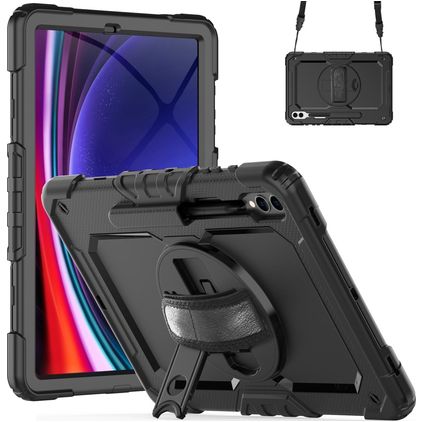Mobigear SureGrip Xtreme Samsung Galaxy Tab S10 Plus Case Plastic / Silicone Back cover + Stylus Holder + Shoulder Strap + Stand - Black
