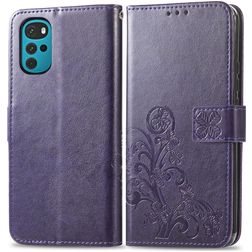 Mobigear Clover Motorola Moto G22 Capa livro Carteira - Roxo