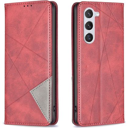 Mobigear Rhombus Slim Samsung Galaxy S25 Funda tipo libro - Rojo