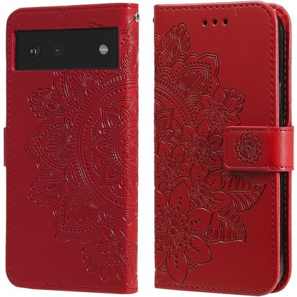 Mobigear Flowers Google Pixel 6 Wallet case - Red