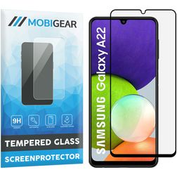 Mobigear Premium Samsung Galaxy A22 4G Glas Skærmbeskytter - Case Friendly - Sort