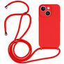 Mobigear Lanyard iPhone 14 Plus Silicona Funda con cuerda - Rojo