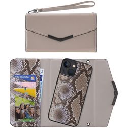 Mobilize Elegant Magnet iPhone 13 Mini Cover Pochette 2 in 1 con guscio estraibile - Beige Snake
