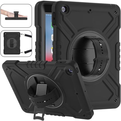 Mobigear Hybrid Rotation iPad 6 (2018) Plastica rigida / Silicone Back cover + Tracolla + Supporto - Nero