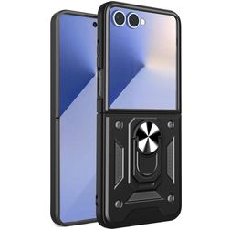 Mobigear Armor Ring Samsung Galaxy Z Flip 7 Hårdt Bagsidecover Stødsikkert med ringholder - Sort