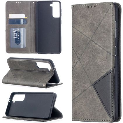 Mobigear Rhombus Slim Samsung Galaxy S21 Knížkové pouzdro - Šedá