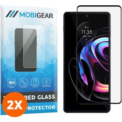 Mobigear Premium Motorola Edge 20 Pro Tempered Glass Screen Protector - Case Friendly - Black (2-Pack)