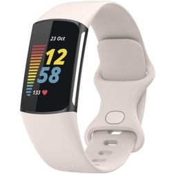 Mobigear Sport Dual Silikoni Fitbit Charge 5 Ranneke Tappikiinnitys - Tähtivalkea