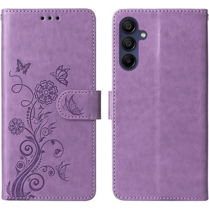 Mobigear Flowers Samsung Galaxy A16 Funda tipo libro Cartera - Morado