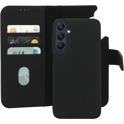 Mobiparts Samsung Galaxy A25 Etui Skóra naturalna Etui z klapką 2w1 z odpinanymi pleckami typu portfel - Czarny