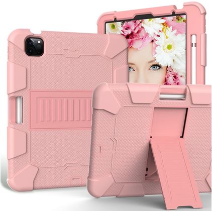 Mobigear ShieldStand iPad Air 5 (2022) Cover Hård plast / Silikone Bagsidecover + Stylus-holder + Stander - Rosaguld