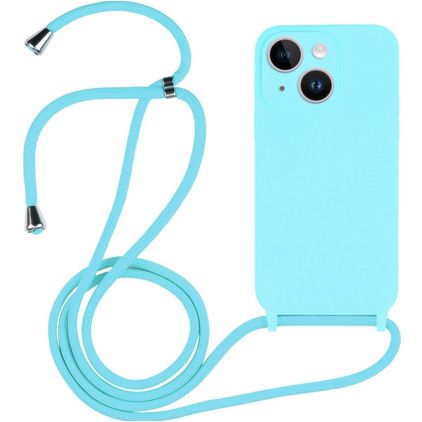 Mobigear Lanyard iPhone 14 Silikon Kryt se šňůrkou - Modrá