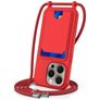 Mobigear Lanyard Card iPhone 16 Pro Silicone Cover con cordino e portacarte - Rosso