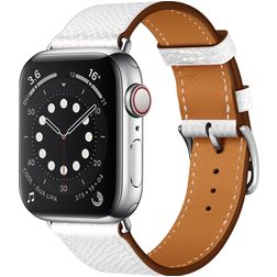 Mobigear Torino Kožený řemínek Apple Watch Řemínek Přezka - 42/41/40/38 mm - Bílá