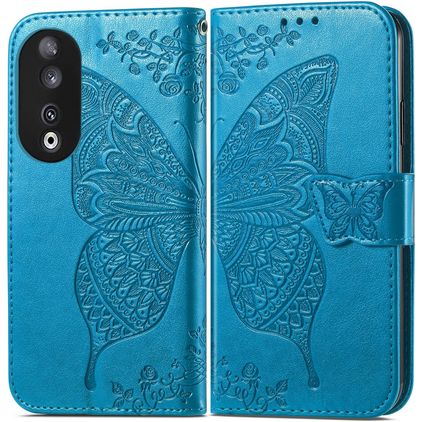 Mobigear Butterfly HONOR 90 Lompakkokotelo + Setelitasku - Sininen
