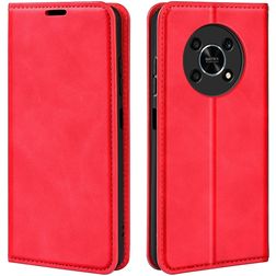 Mobigear Retro Slim HONOR Magic 4 Lite Lompakkokotelo + Setelitasku - Punainen